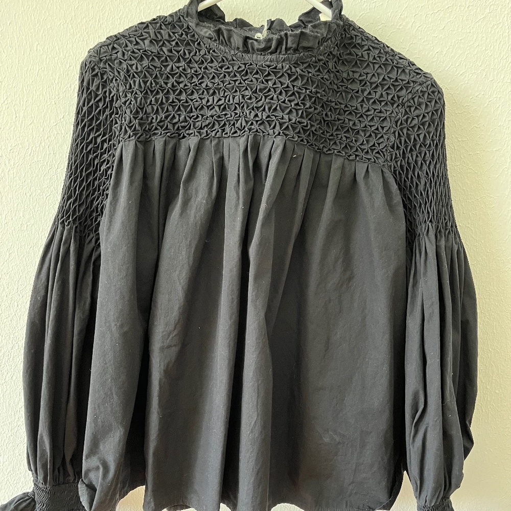 Maeve Black Puff Sleev Blouse